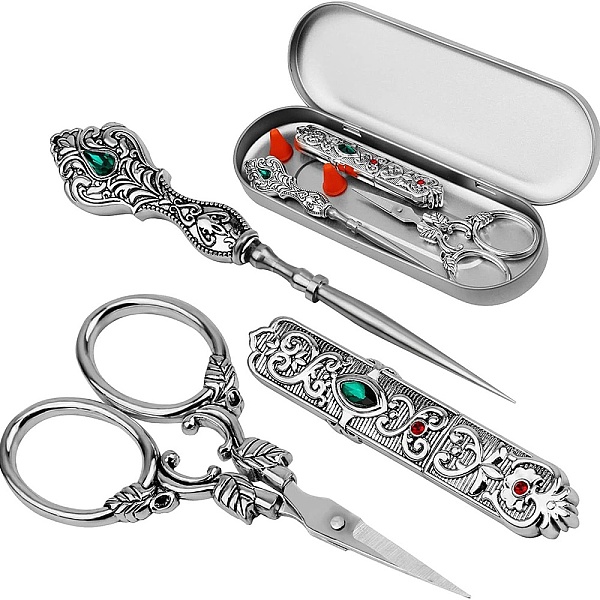 

PandaHall Stainless Steel Scissors Needle Sewing Tool Set, Antique Silver, 145x85x34mm Stainless Steel Tool