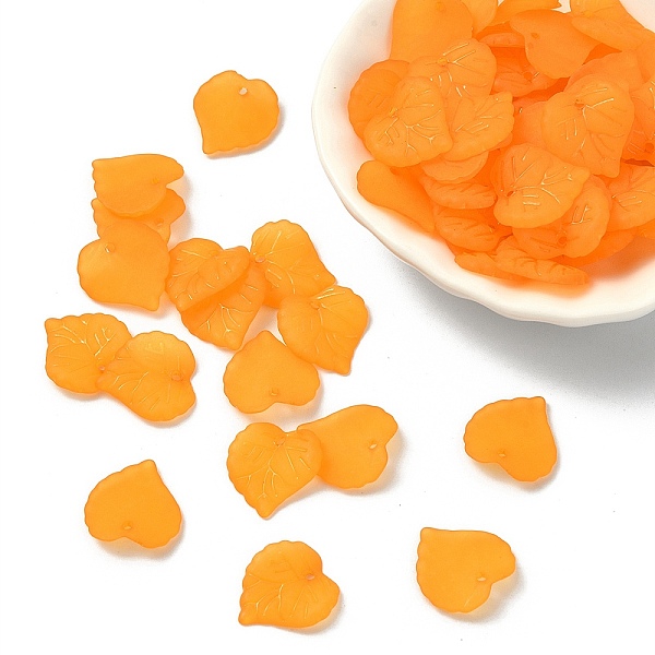 

PandaHall Transparent Frosted Acrylic Leaf Charms, Dark Orange, 16x15x2.5mm, Hole: 1.4mm Acrylic Leaf