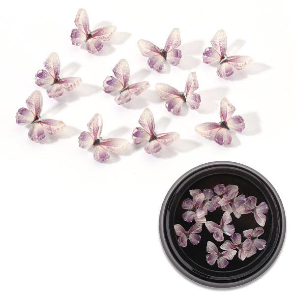 

PandaHall 3D Resin Cabochons, Nail Art Studs, Nail Art Decoration Accessories, Butterfly, Medium Purple, 7.5x7~8x2~3mm, 10pcs/box Resin...