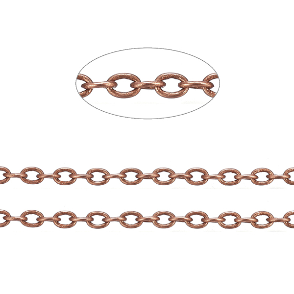 

PandaHall Brass Cable Chains, Unwelded, with Spool, Oval, Cadmium Free & Nickel Free & Lead Free, Red Copper, 4x3x0.6mm, about 301.83 Feet...