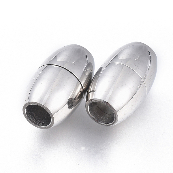 

PandaHall 304 Stainless Steel Magnetic Clasps with Glue-in Ends, Oval, Stainless Steel Color, 13.5x8x8mm, Hole: 4mm Stainless Steel Oval