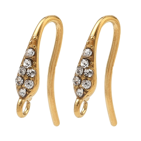 304 Stainless Steel Crystal Rhinestone Earring Hooks