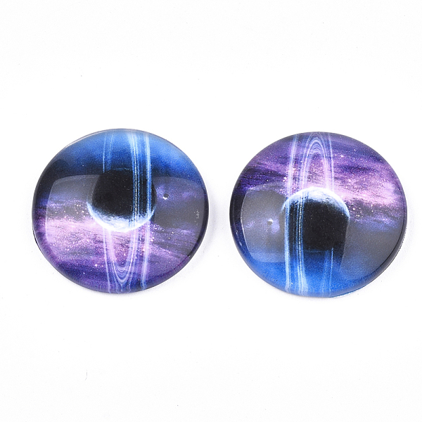 

PandaHall Starry Sky Pattern Printed Glass Cabochons, Half Round/Dome, Colorful, 25x6~6.5mm Glass Half Round