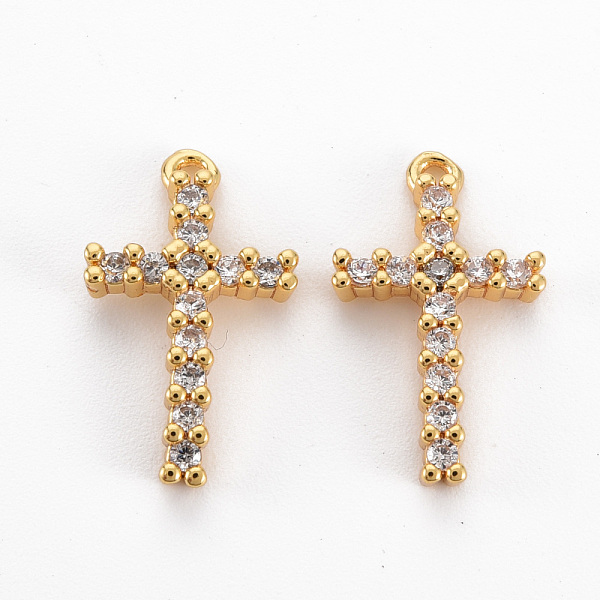 

PandaHall Brass Clear Cubic Zirconia Pendants, Nickel Free, Cross, Real 18K Gold Plated, 17x10x2.5mm, Hole: 0.9mm Brass+Cubic Zirconia Cross...