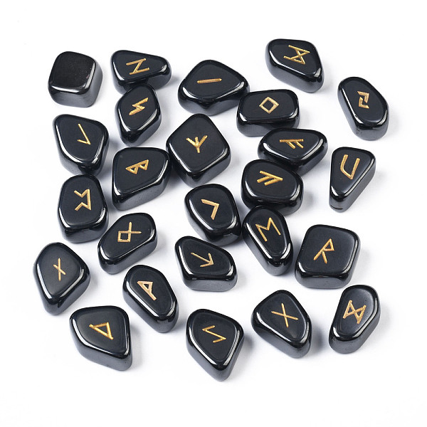 

PandaHall Non-Magnetic Synthetic Hematite Carved Beads, Tumbled Stone, Divination Stone, Nuggets with Runes/Futhark/Futhorc, No...