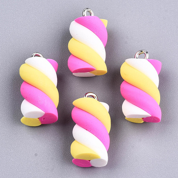 

PandaHall Handmade Polymer Clay Charms, with Platinum Tone Iron Findings, Marshmallow, Colorful, 17~19x9~10x9~10mm, Hole: 2mm Polymer Clay...