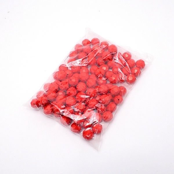 

PandaHall Opaque Acrylic Beads, Faceted, Round, Red, 20mm, Hole: 2mm, 100pcs/bag Acrylic Round Red