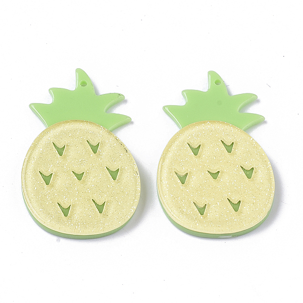 

PandaHall Cellulose Acetate(Resin) Pendants, with Glitter Powder, Pineapple, Light Green, 40x26x4.5mm, Hole: 1.4mm Cellulose Acetate Fruit...