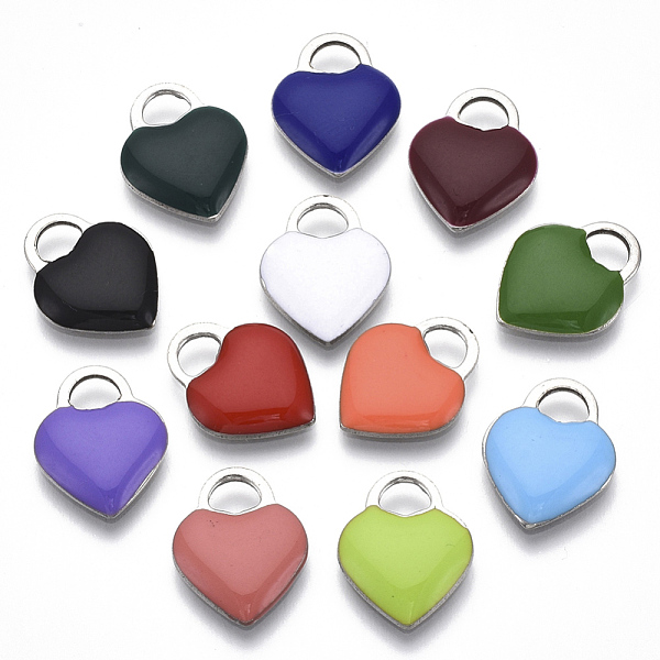 

PandaHall 201 Stainless Steel Enamel Charms, Heart, Stainless Steel Color, Mixed Color, 14.5x11.5x2mm, Hole: 3x4mm Stainless Steel+Enamel..., Multicolor