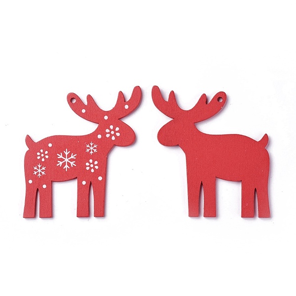

PandaHall Poplar Wood Pendants, Dyed, Christmas Reindeer/Stag, Red, 69x63x3mm, Hole: 2.5mm Wood Deer Red