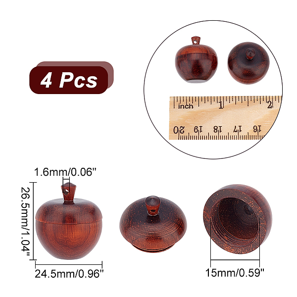 

PandaHall Rosewood Apple Box Jewelry Pendants, Apple Charm, with Screw Cap, for Diffuser, Saddle Brown, 24.5x21.5mm, Hole: 1.6mm, Inner...