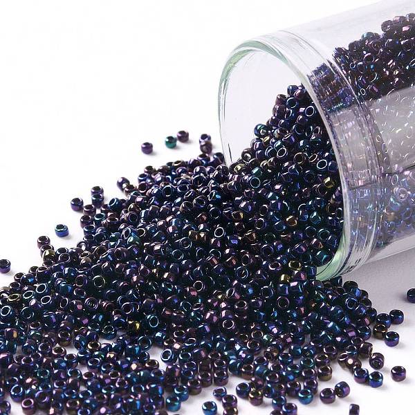 

PandaHall TOHO Round Seed Beads, Japanese Seed Beads, (82) Metallic Blue Iris, 15/0, 1.5mm, Hole: 0.7mm, about 15000pcs/50g Glass Blue