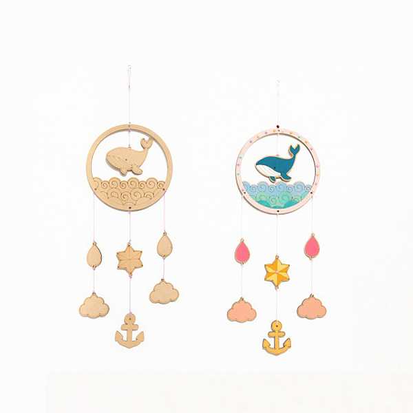 

PandaHall DIY Whale Wind Chime Making Kits, Including 1Pc Wood Plates, 1 Card Cotton Thread and 1Pc Plastic Knitting Needles, for Children..., Multicolor