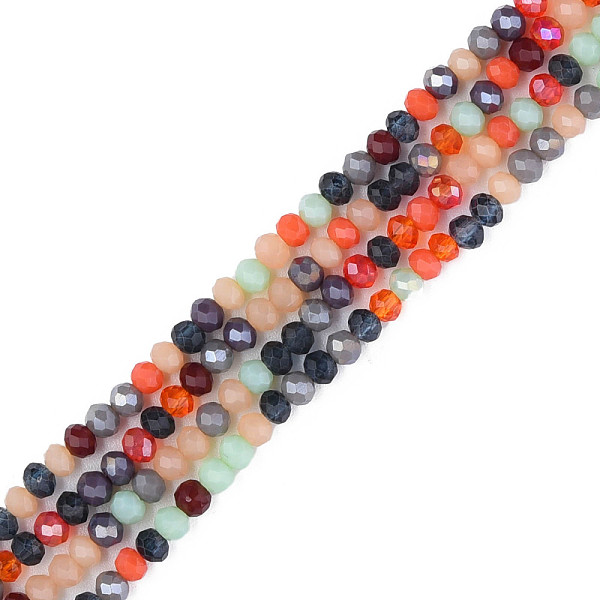 

PandaHall Glass Beads Strands, Faceted, Rondelle, Gray, 3.5x3mm, Hole: 0.9mm, about 130Pcs/strand, 14.37 inch(36.5cm) Glass Rondelle Gray
