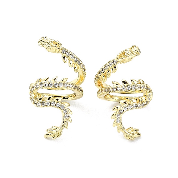 

PandaHall Rack Plating Brass Micro Pave Cubic Zirconia Cuff Earring, Cadmium Free & Lead Free, Long-Lasting Plated, Dragon, Real 18K Gold..., Clear