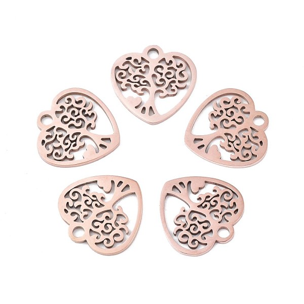 

PandaHall 201 Stainless Steel Pendants, Heart with Tree, Rose Gold, 15.5x15.5x1mm, Hole: 1.8mm 201 Stainless Steel Heart