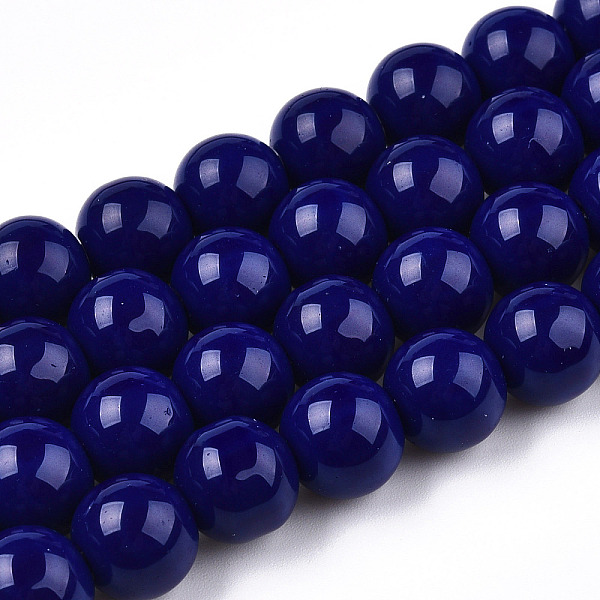 

PandaHall Opaque Solid Color Glass Beads Strands, Round, Dark Blue, 9.5~10mm, Hole: 1.5mm, about 40~42pcs/strand, 14.76~15.12 inch...
