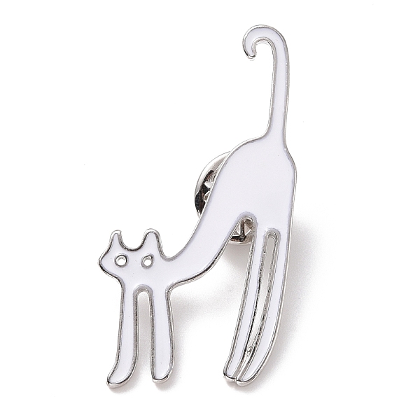 

PandaHall Cat Enamel Pin, Cartoon Animal Alloy Badge for Backpack Clothes, Platinum, White, 43.5x23x1.5mm Alloy+Enamel White
