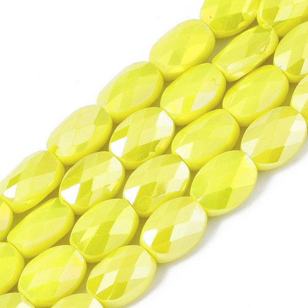

PandaHall Electroplate Glass Beads Strands, AB Color Plated, Oval, Faceted, Yellow, 8x6.5x4mm, Hole: 1.2mm, about 72pcs/strand, 23.62 inch...