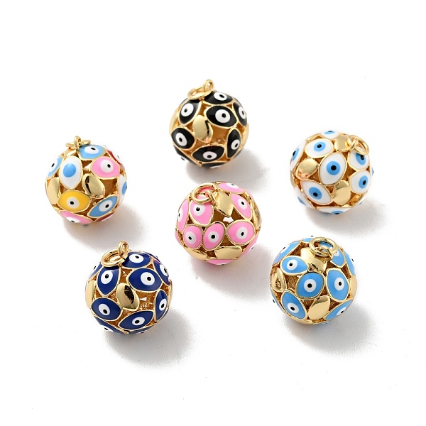 

PandaHall Round with Evil Eye Brass Enamel Pendants, with Jump Rings, Cadmium Free & Nickel Free & Lead Free, Real 18K Gold Plated, Mixed..., Multicolor