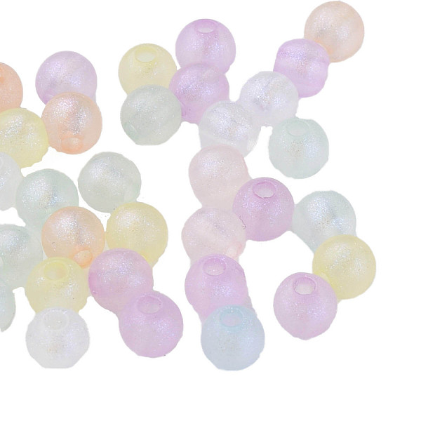 

PandaHall Rainbow Iridescent Plating Acrylic Beads, Glitter Beads, Round, Mixed Color, 5.5x5mm, Hole: 1.8mm, about 4800pcs/500g Acrylic..., Multicolor