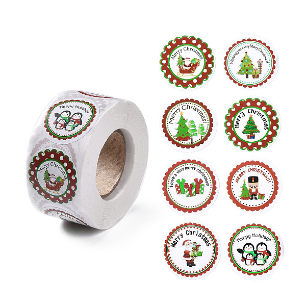 

PandaHall 8 Patterns Christmas Round Dot Self Adhesive Paper Stickers Roll, Christmas Decals for Party, Decorative Presents, Colorful, 25mm...