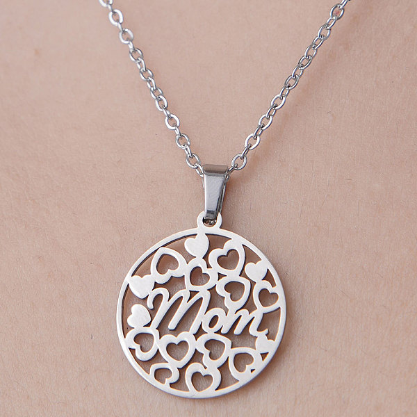 

PandaHall 201 Stainless Steel Heart with Word Mom Pendant Necklace for Mother's Day, Stainless Steel Color, 17.72 inch(45cm) 201 Stainless...