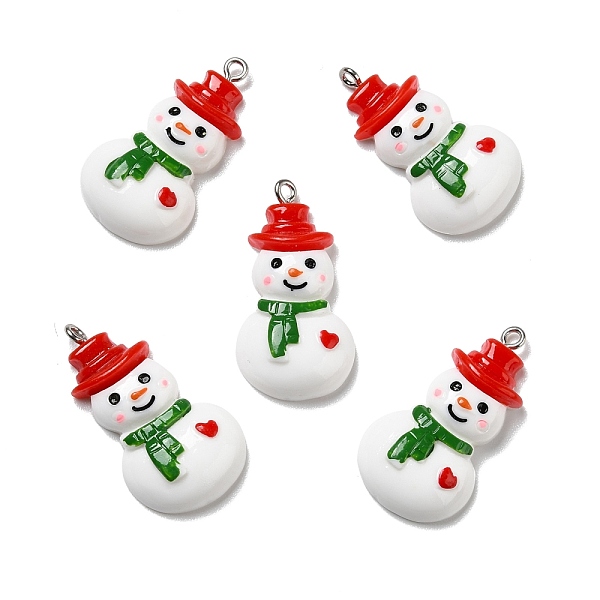 

PandaHall Opaque Resin Pendants, with Platinum Tone Iron Loops, Christmas Theme, Snowman, White, 33.5x19x6.5mm, Hole: 2mm Iron+Resin Snowman...
