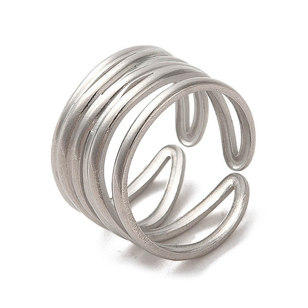 

PandaHall 304 Stainless Steel Open Cuff Ring, Stainless Steel Color, US Size 6 1/4(16.7mm) 304 Stainless Steel Ring