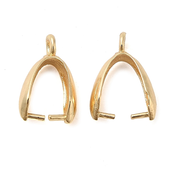 

PandaHall Rack Plating Brass Ice Pick Pinch Bails, Long-Lasting Plated, Real 14K Gold Plated, 14x9x4.5mm, Hole: 1.6mm, Pin: 1mm Brass