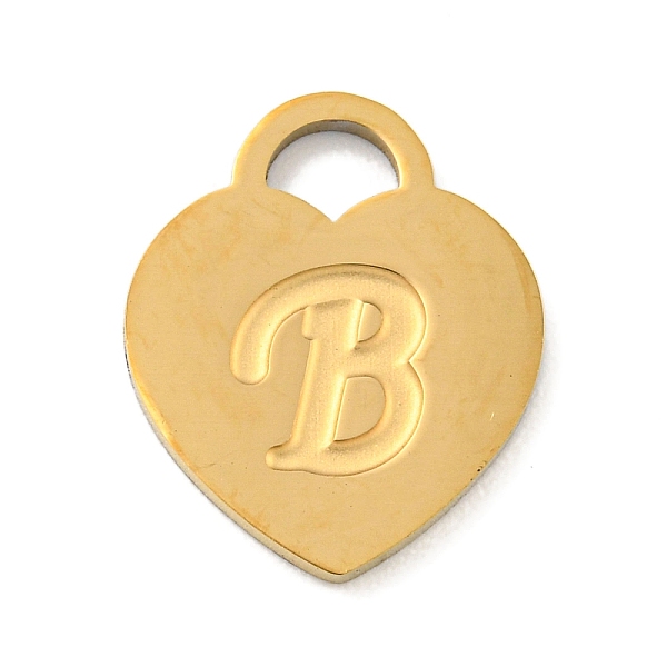 

PandaHall Ion Plating(IP) 304 Stainless Steel Pendants, Laser Cut, Heart with Letter Charm, Golden, Letter B, 15x12x1mm, Hole: 3x3.5mm 304...