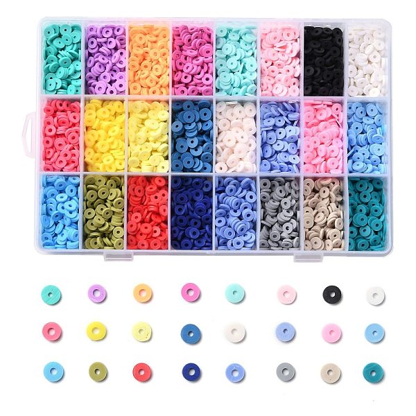 

PandaHall 240G 24 Colors Handmade Polymer Clay Beads, Heishi Beads, for DIY Jewelry Crafts Supplies, Disc/Flat Round, Mixed Color, 6x1mm..., Multicolor