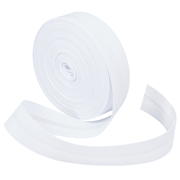 

PandaHall BENECREAT 10M Polycotton Fold Over Ribbons, Flat, White, 3/4 inch(20mm), about 10.94 Yards(10m)/Bag Polycotton None White