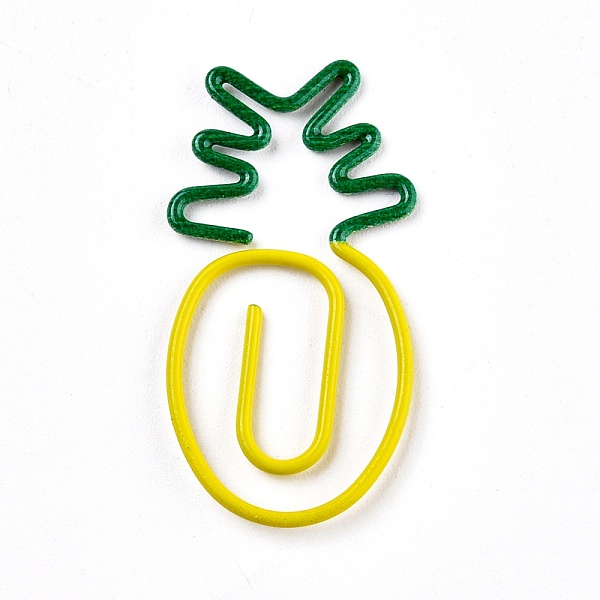 

PandaHall Pineapple Shape Iron Paperclips, Cute Paper Clips, Funny Bookmark Marking Clips, Yellow, 30~34x13~18x1.2mm Iron Yellow