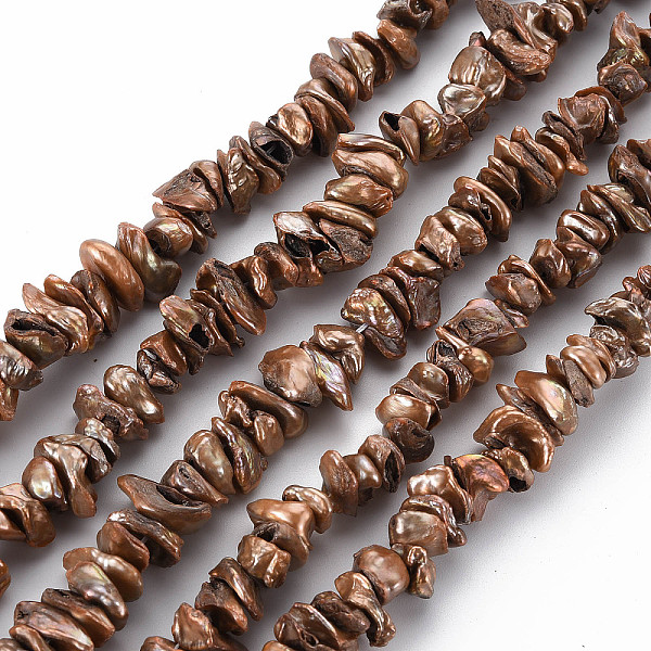 

PandaHall Natural Keshi Pearl Beads Strands, Cultured Freshwater Pearl, Dyed, Chip, Chocolate, 7~17x8~12x2~7mm, Hole: 0.5mm, about..., Brown