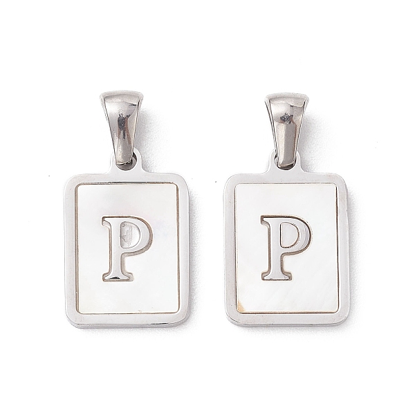 

PandaHall 304 Stainless Steel Pave Shell Pendants, Rectangle Charm, Stainless Steel Color, Letter P, 17.5x12x1.5mm, Hole: 3x5mm Stainless...