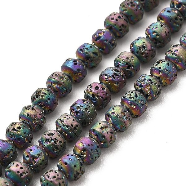 

PandaHall Electroplated Natural Lava Rock Beads Strands, Bicone, Rainbow Plated, 4x5mm, Hole: 0.8mm, about 89~90pcs/strand, 15.35~15.55 inch...