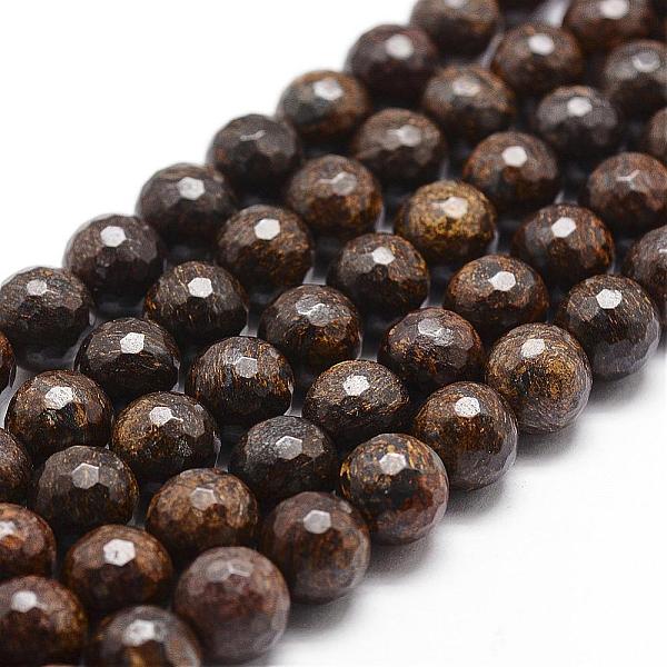 

PandaHall Natural Bronzite Beads Strands, Faceted, Round, 8mm, Hole: 1mm, about 50pcs/strand, 14.9 inch~15.1 inch Bronzite Round Brown