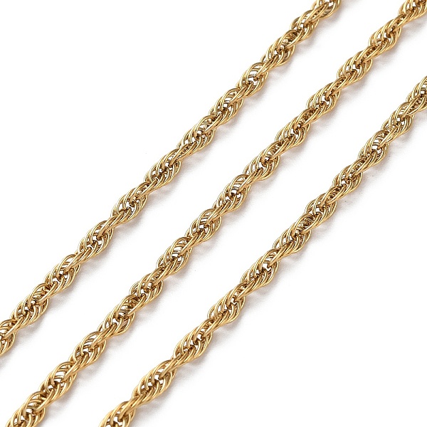 

PandaHall Ion Plating(IP) 304 Stainless Steel Rope Chains, Soldered, with Spool, Golden, 2.5mm, about 10m/Roll 304 Stainless Steel