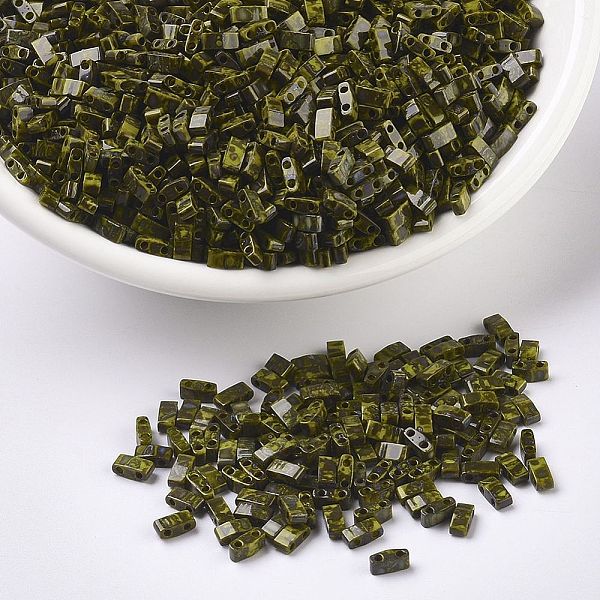 

PandaHall MIYUKI Half TILA Beads, Japanese Seed Beads, 2 Hole, (HTL4519) Opaque Colours Olive Drab, 5x2.3x1.9mm, Hole: 0.8mm, about..., Green
