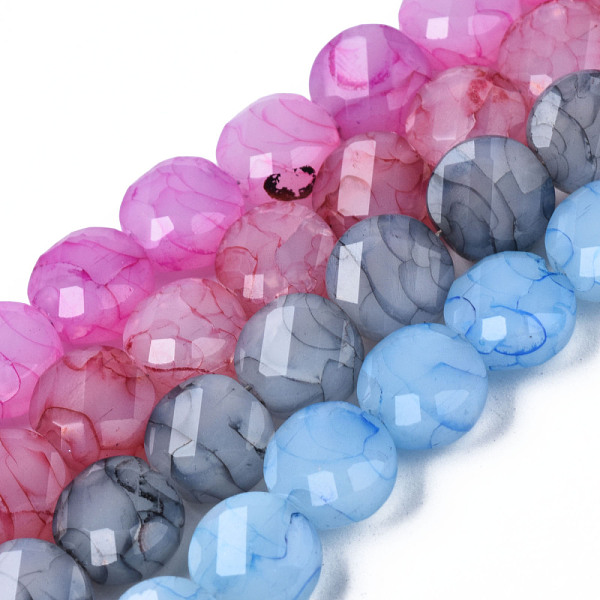 

PandaHall Opaque Baking Painted Crackle Glass Beads Strands, Flat Round, Faceted, Mixed Color, 8x5mm, Hole: 1.2mm, about 51pcs/strand, 15.47..., Multicolor