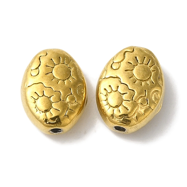 

PandaHall 304 Stainless Steel Beads, Oval with Sun, Golden, 8x6x3mm, Hole: 1mm 304 Stainless Steel Oval