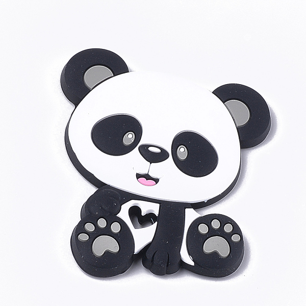 

PandaHall Food Grade Eco-Friendly Silicone Cabochons, Chewing Beads For Teethers, DIY Nursing Necklaces Making, Panda, Light Grey..., Gray
