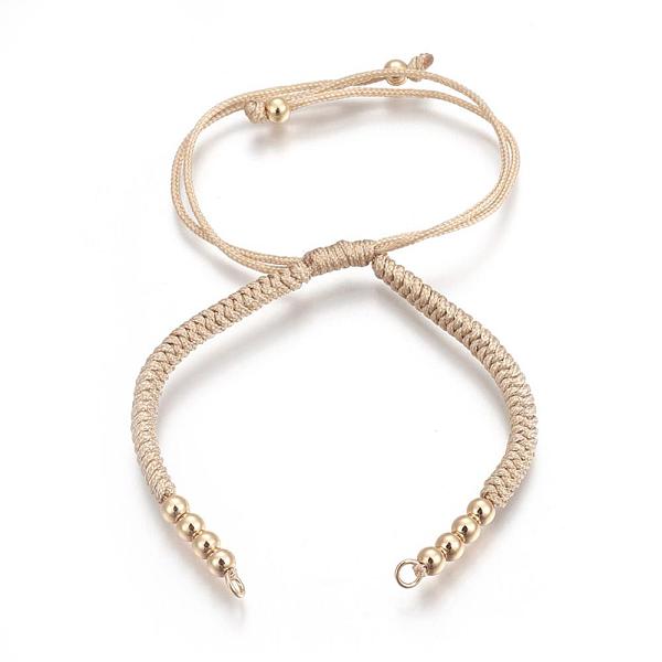 

PandaHall Nylon Cord Braided Bead Bracelets Making, with Brass Beads, Long-Lasting Plated, Real 24K Gold Plated, Wheat, 10-1/4 inch..., Orange