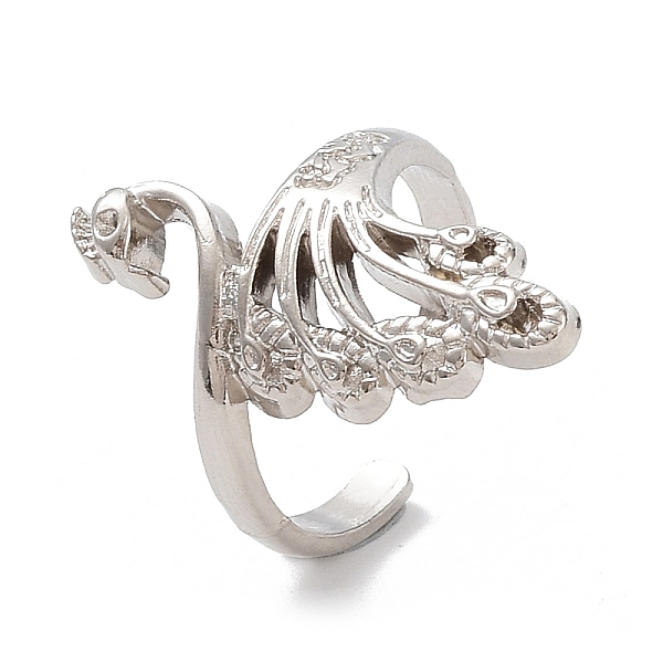 PandaHall Retro Alloy Yarn Guide Finger Holder, Crochet & Knitting Tools, Wrap Finger Rings, Peacock Pattern, 2~2.8cm Alloy Peacock