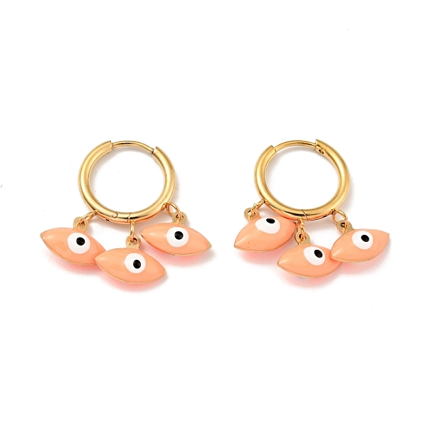 

PandaHall Enamel Horse Eye Dangle Hoop Earrings, Vacuum Plating 304 Stainless Steel Jewelry for Women, Light Salmon, 26mm, Pin: 1mm 304...