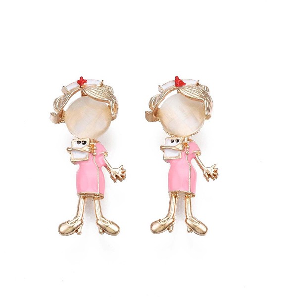 

PandaHall Nurse Enamel Pin with Cat Eye, Alloy Brooch for Backpack Clothes, Nickel Free & Lead Free, Light Golden, Pearl Pink, 35x16.5mm...