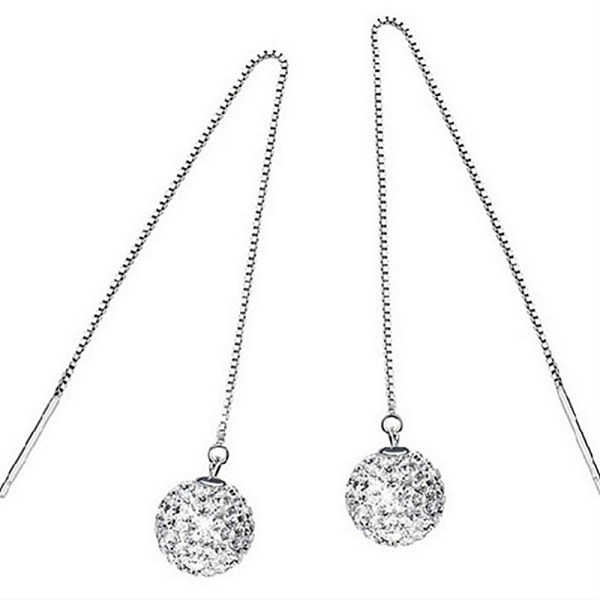 

PandaHall Brass Stud Earrings, Ear Thread, with Round Polymer Clay Crystal Rhinestone Beads, Platinum, 95mm, Pin: 0.7mm Rhinestone Round..., Clear