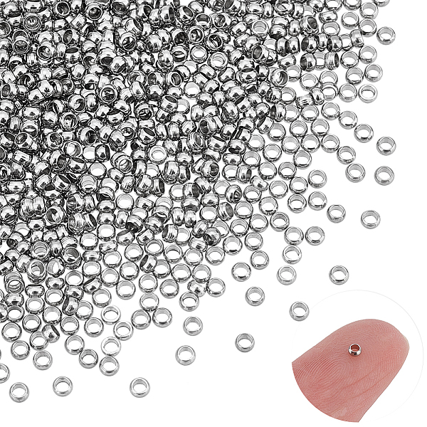 

PandaHall UNICRAFTALE About 800pcs Smooth Round Beads 2mm Spacer Beads 304 Stainless Steel Loose Beads Metal Stopper Beads Metal Bracelets...