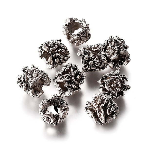 

PandaHall Tibetan Style Alloy European Large Hole Beads, Column with Flowers, Cadmium Free & Nickel Free & Lead Free, Antique Silver...